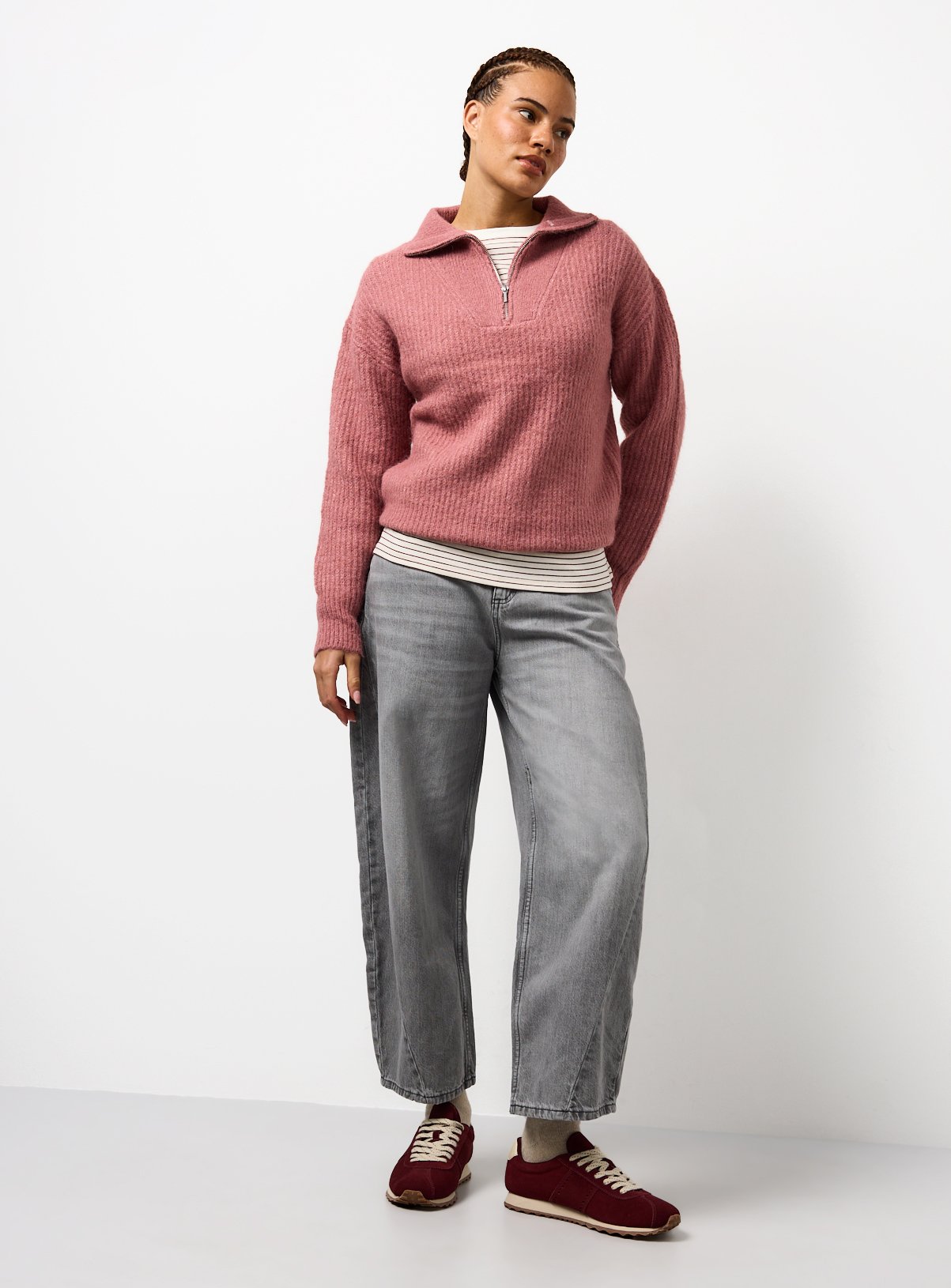 Pink Half Zip Collar Jumper  8 - Image 2 thumbnail